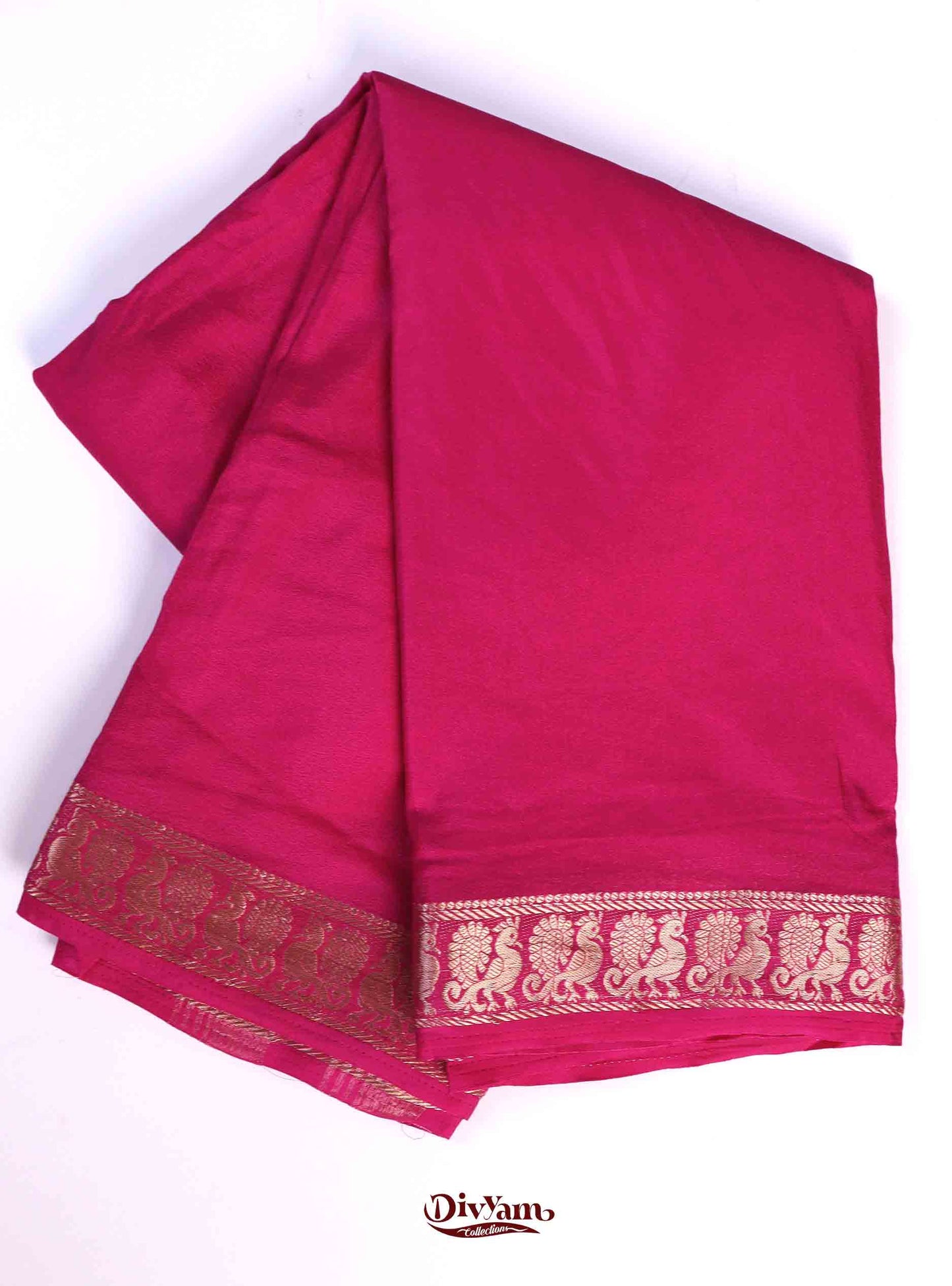 DC194 | Mysore Crepe Silk Saree with Rich Jari Border & Woven Pallu