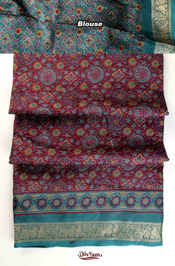 DC322 | Maheshwari Silk Saree with Geometric Design & Running Blouse