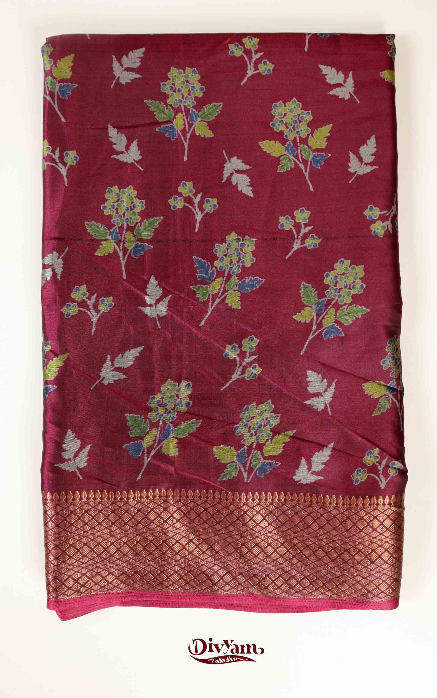 DC168 | Budget Fancy Silk Saree with Floral Design & Jacquard Temple Border | 8 Colours Collection