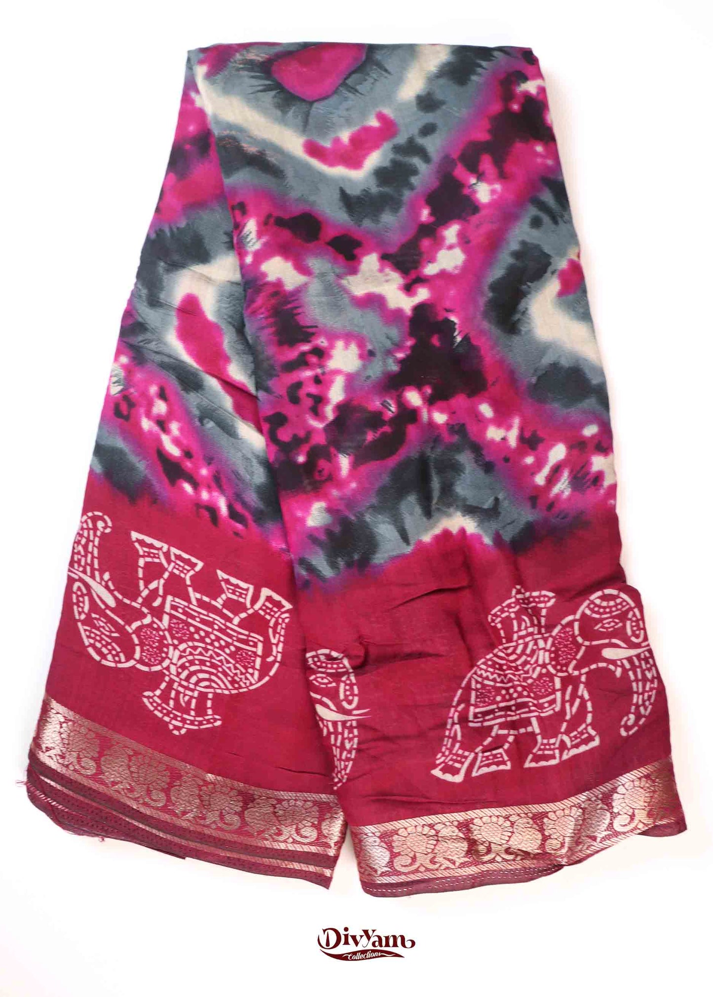 Mangalagiri Silk Saree with Shibori Print & Running Blouse | DC250
