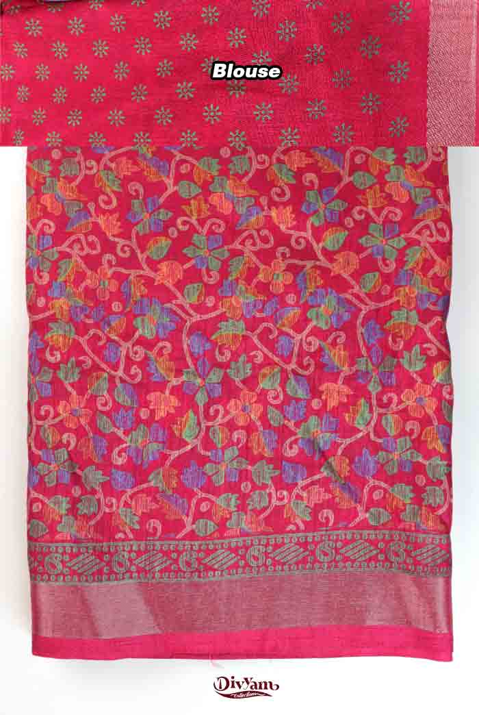 DC317 | Soft Fancy Silk Saree with Floral Design & Running Blouse