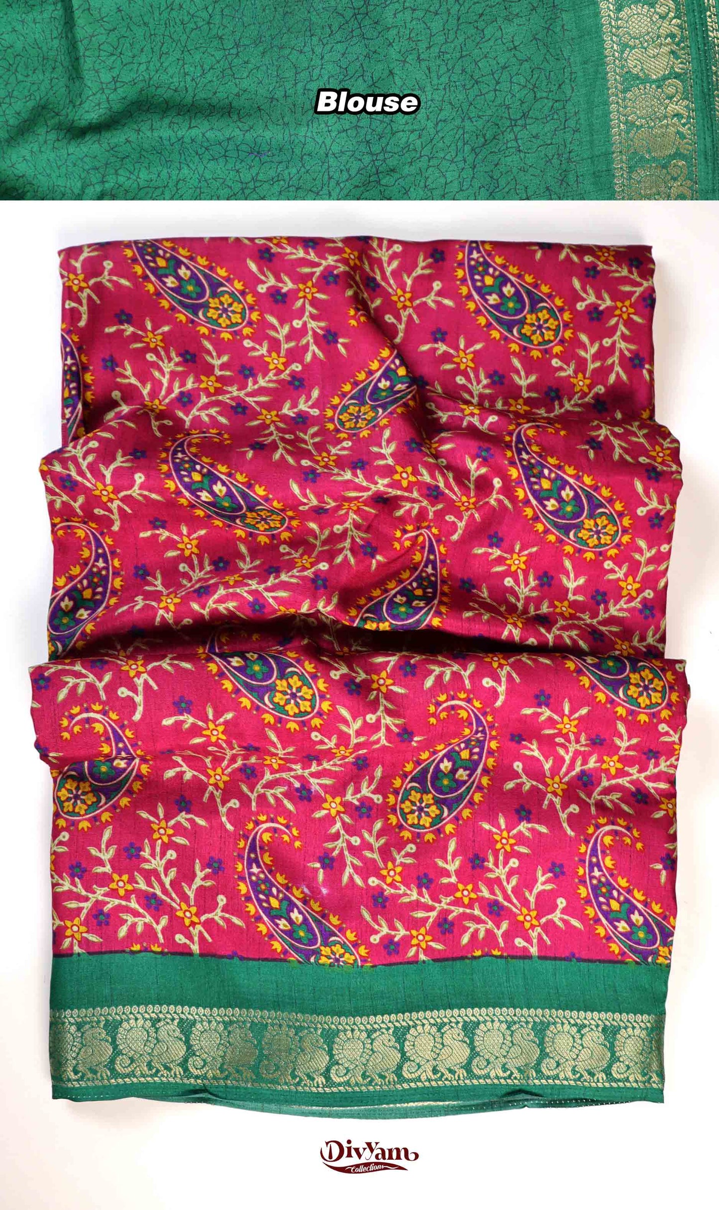 DC216 | Mango Design Saree with Narayanpet Border & Contrast Blouse