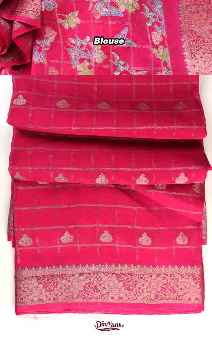 DC310 | Chinnon Crepe Saree with Traditional Jari Checks