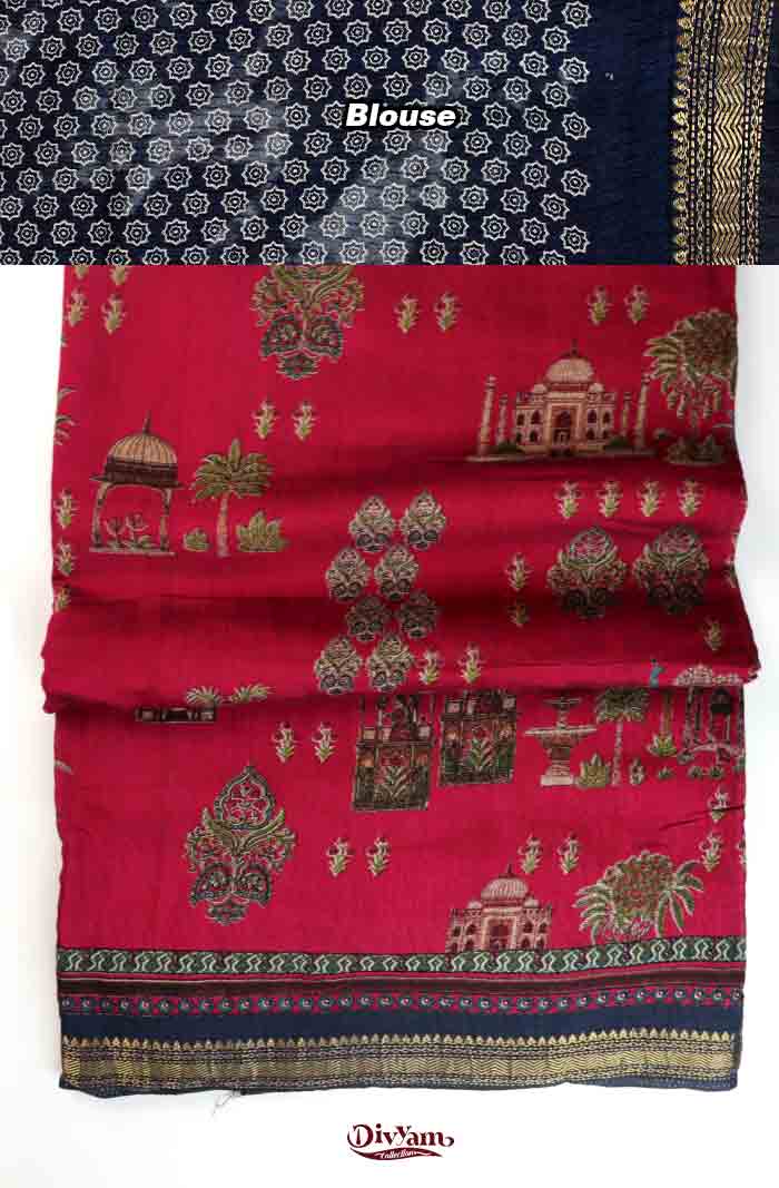 DC323 | Mangalagiri Silk Saree with Crushed Texture & Kalamkari Design