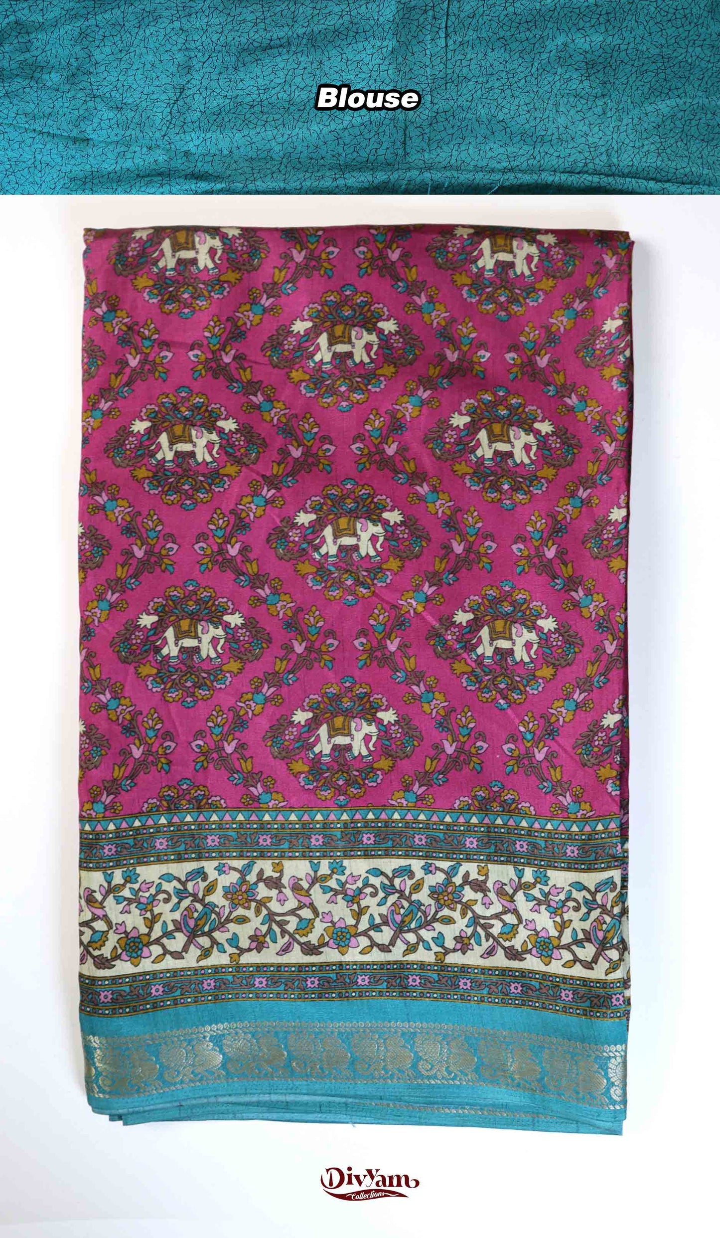 DC182 | Designer Maheshwari Silk Saree with Elephant Motifs & Kalamkari Border | New Color Combos