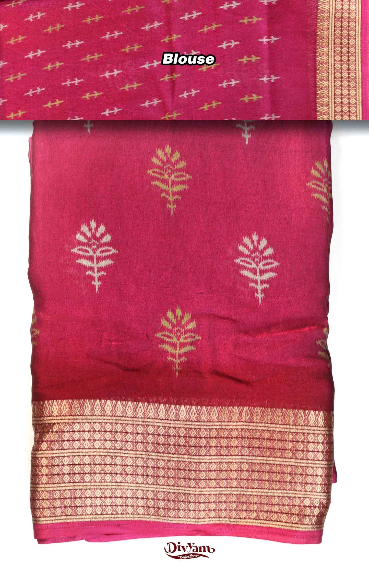 DC257 | Chinnon Crepe Saree with Floral Buttis & Jacquard Zari Border