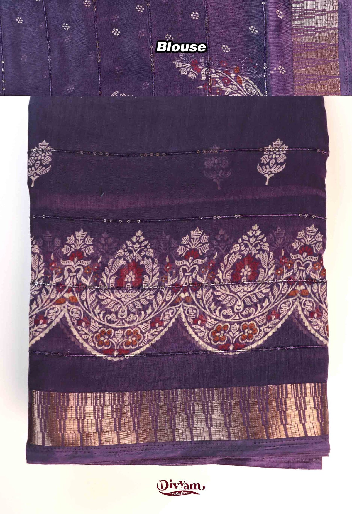 DC290 | Fancy Silk Saree with All-Over Sequin Embroidery & Running Blouse