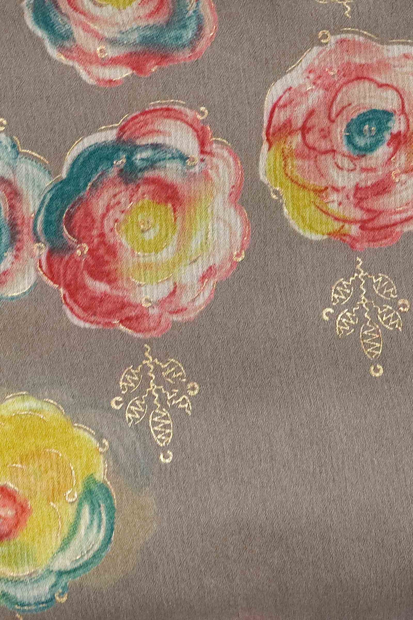 DCCH50 | Dusky Purple Pure Chiffon Saree with Floral Print & Beaded Border | Pastel Sophistication