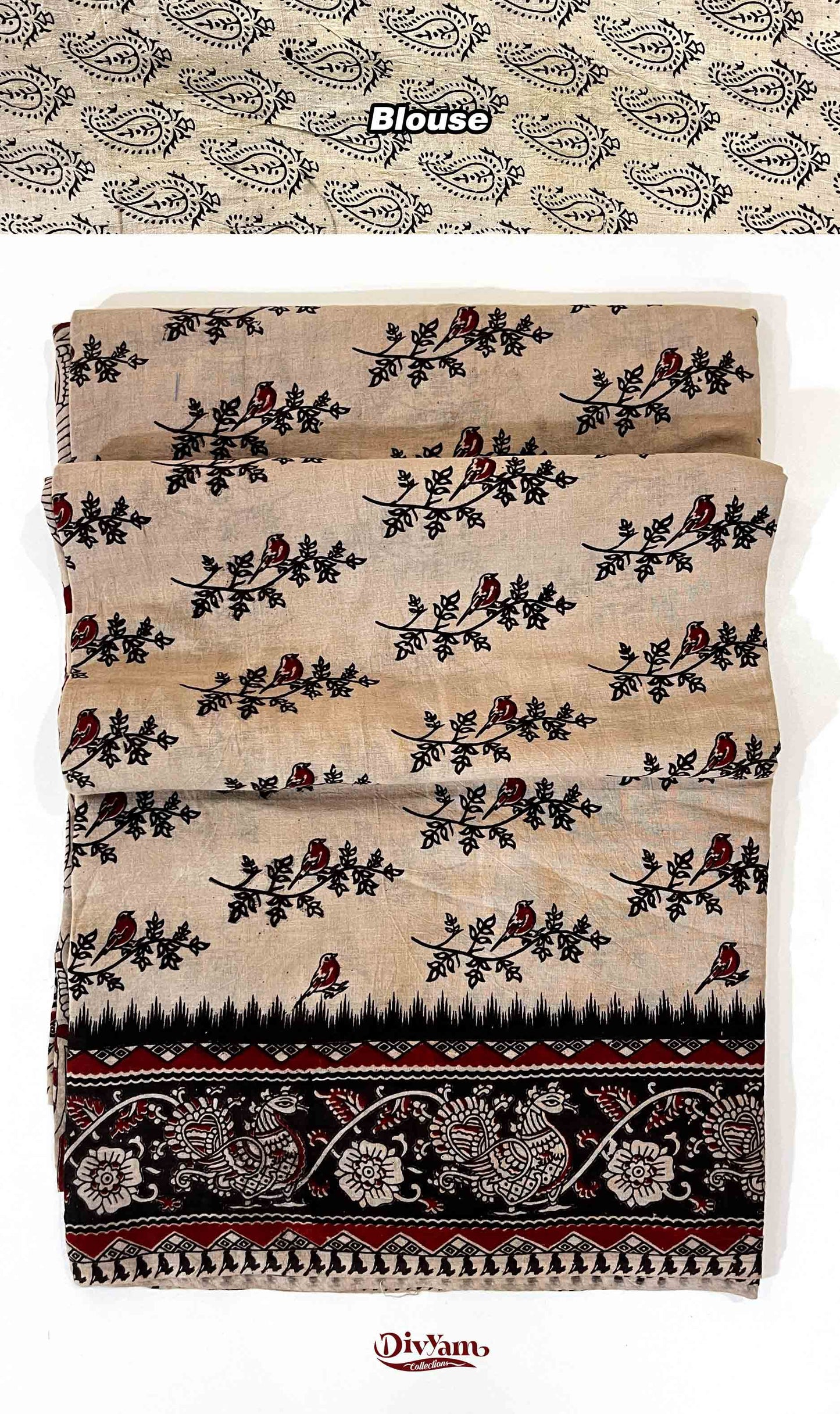 DC213 | Cotton Kalamkari Saree with Running Blouse