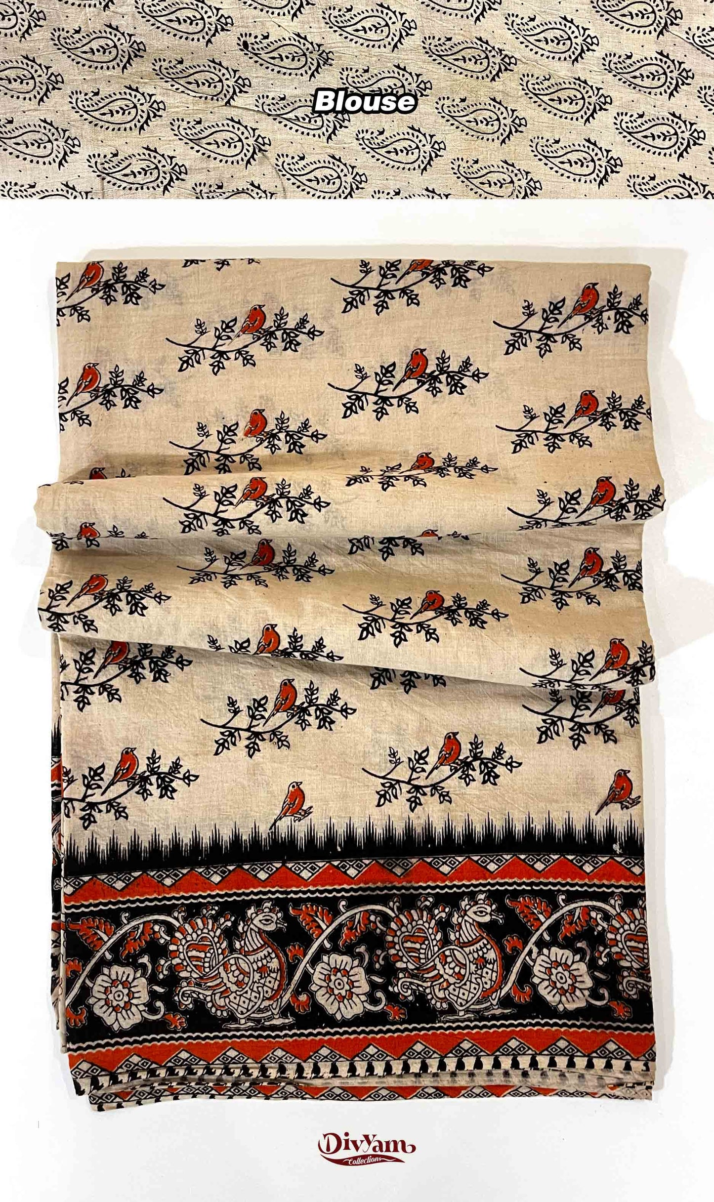DC213 | Cotton Kalamkari Saree with Running Blouse