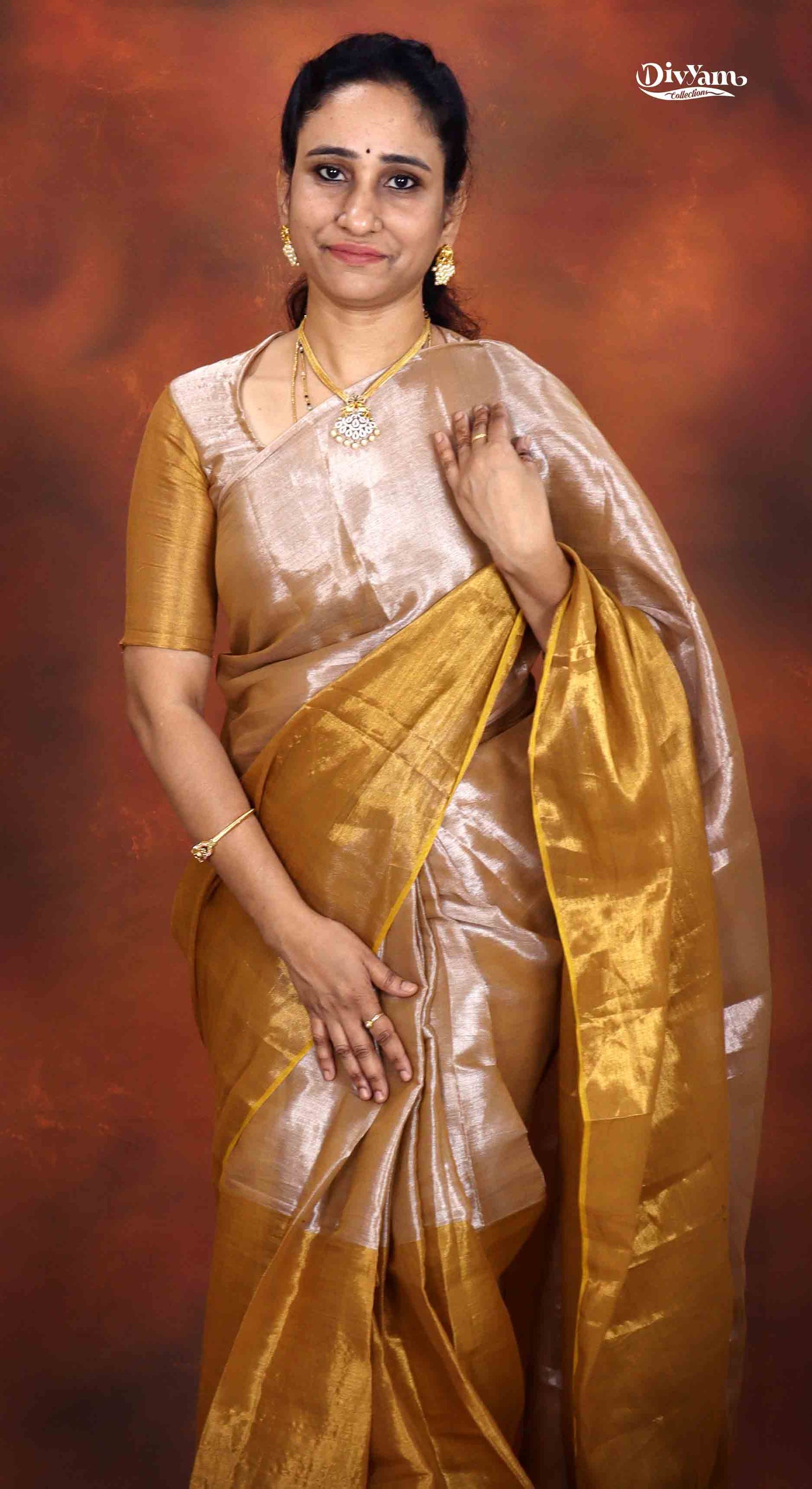 DC160 | Handloom Tissue Cotton Half & Half Saree with Jari Shine | Soft Lightweight | with Blouse
