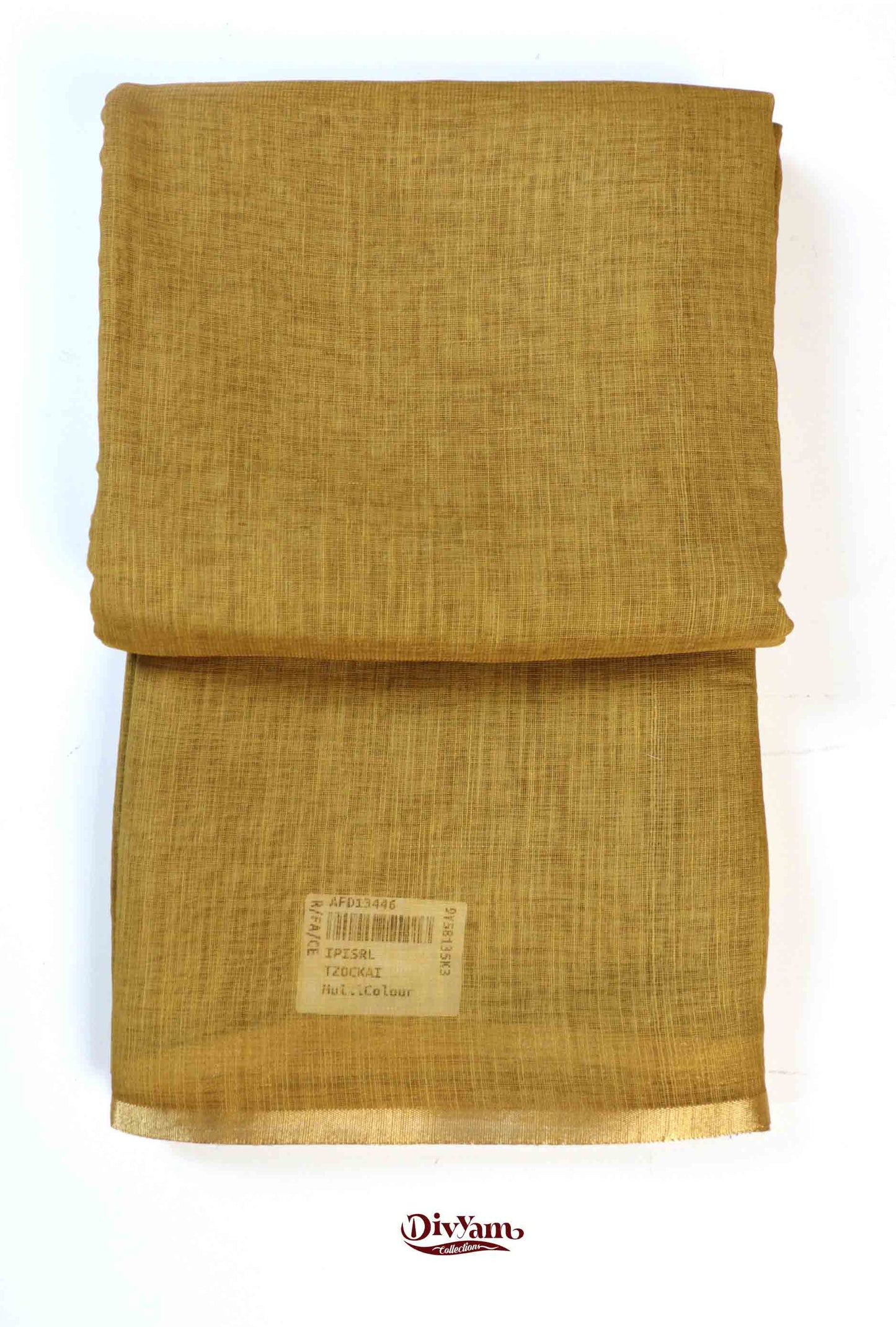 DC171 | Linen Cotton Saree with Gold Zari Stripe Border & Kalamkari Blouse | Soft Printed Collection