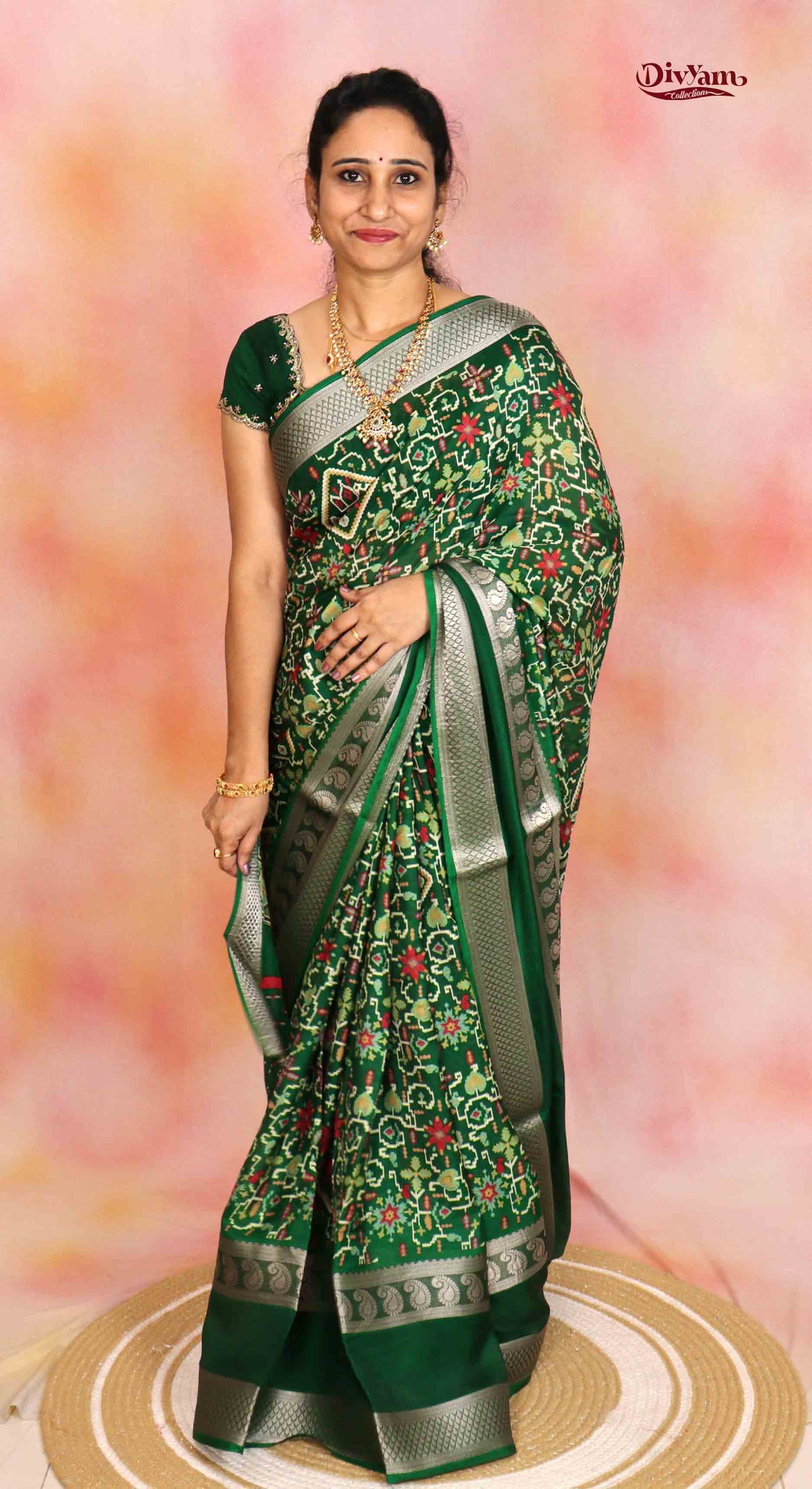 DC324 | Fancy Patola Design Saree with Contrast Gap Border