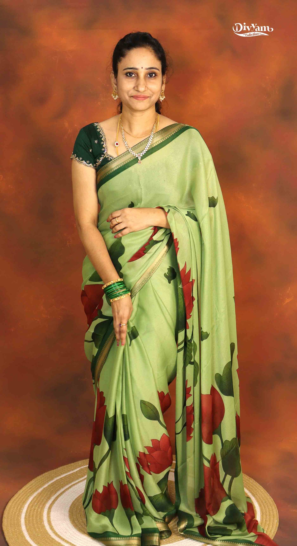 DC294 | Semi Viscose Georgette Saree with Narayanpet Border & Floral Highlights