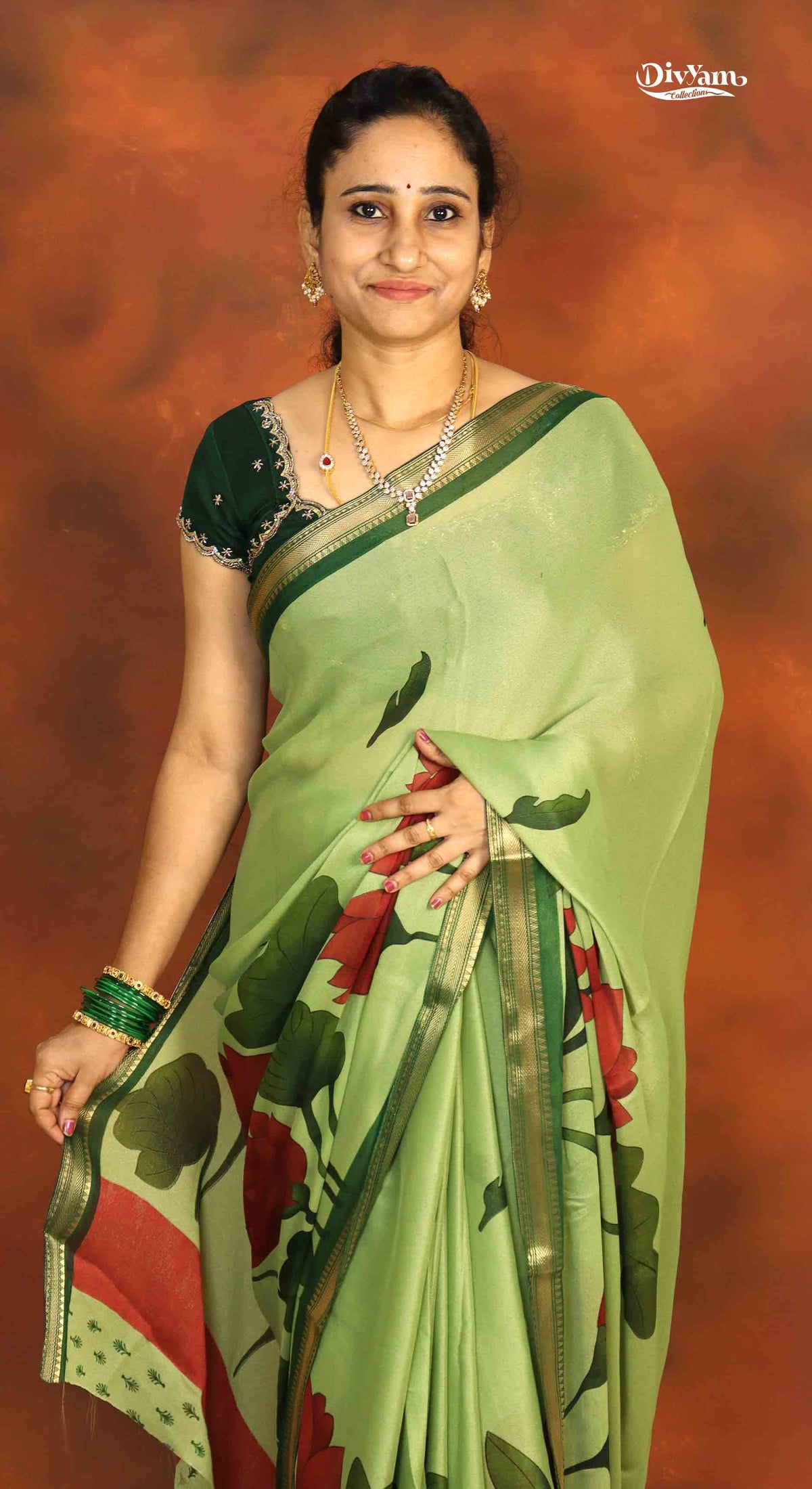 DC294 | Semi Viscose Georgette Saree with Narayanpet Border & Floral Highlights