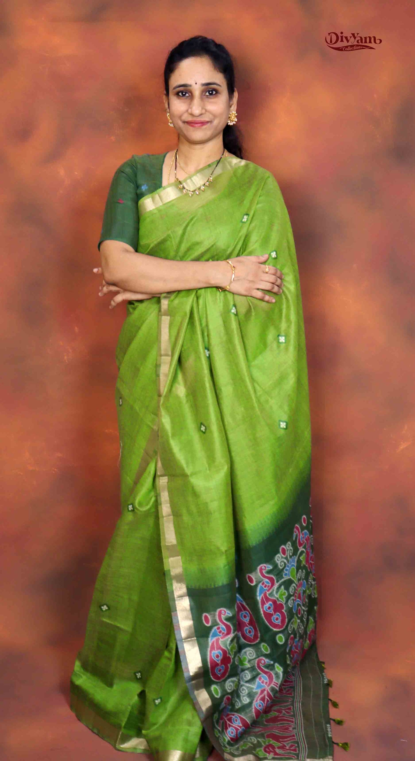 DC211 | Premium Cotton Linen Saree with Guava Jamdhani Work