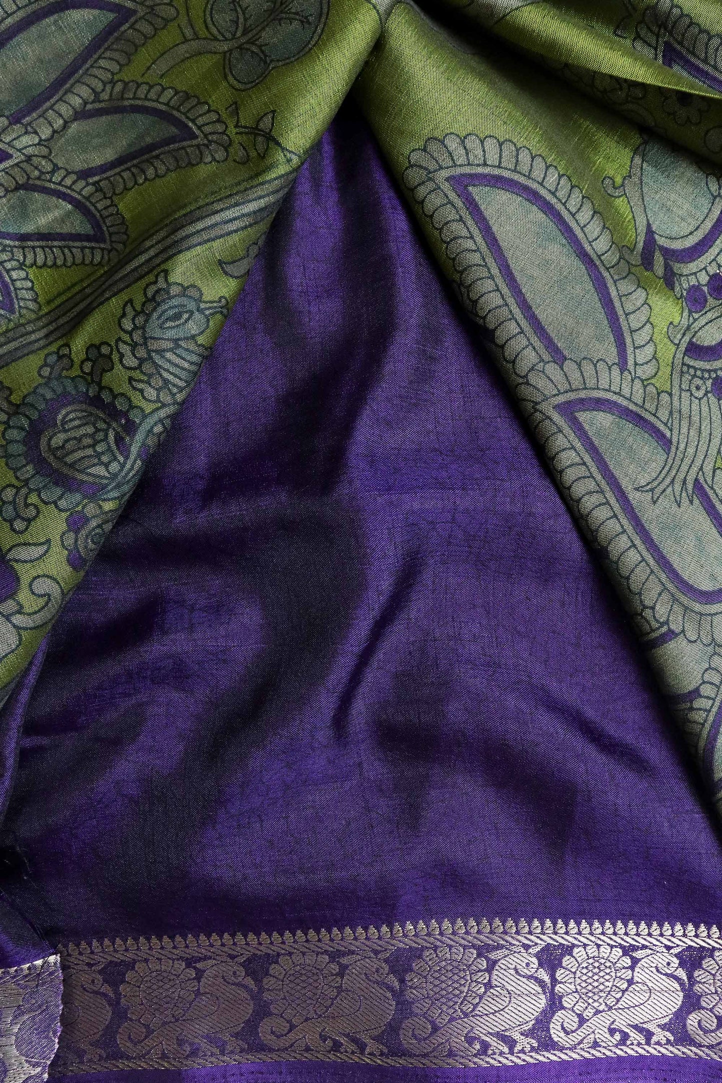 DC102 | Maheshwari Silk Saree | Narayanapattu Border & Kalamkari Print | 6 Beautiful colours