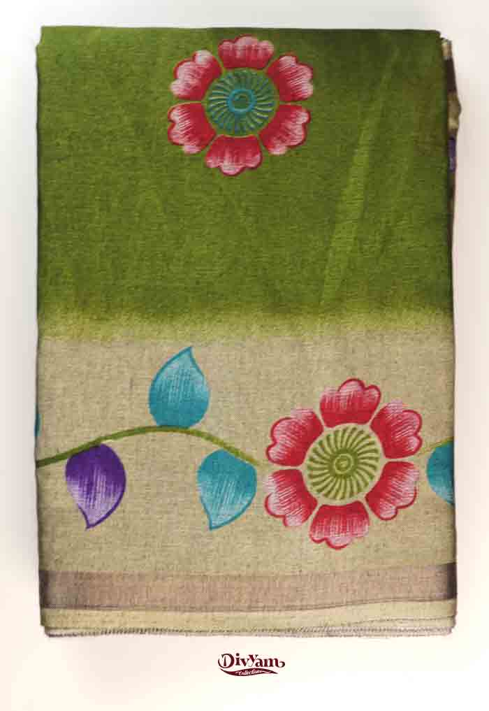 DC306 | Soft Modal Silk Saree with Brush-Painted Floral Print