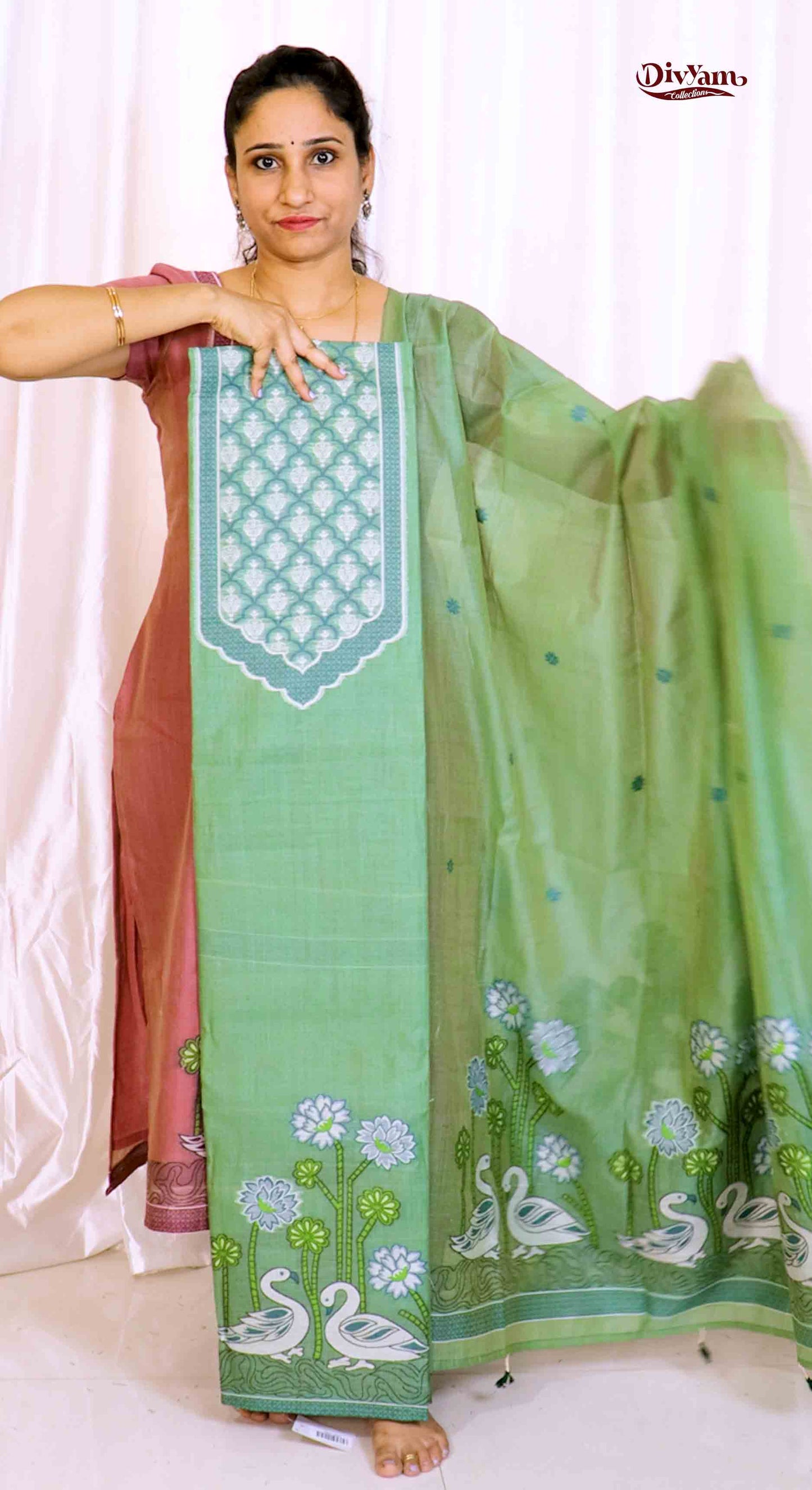 DC206 | Pure Jamdhani Cotton Linen 3 Piece Dress Material Sets