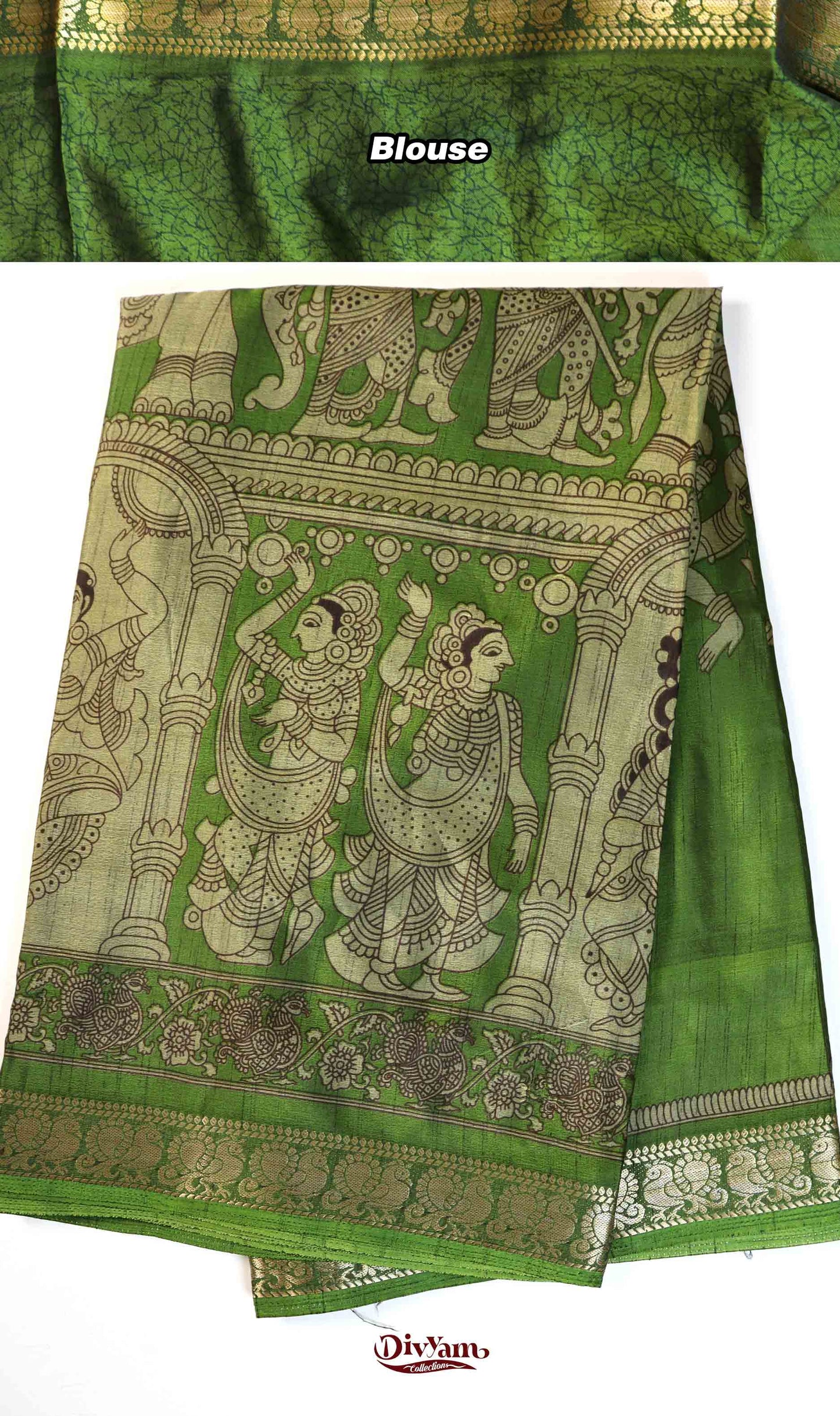 DC198 | Maheshwari Silk Pen Kalamkari Saree with Narayanpet Border