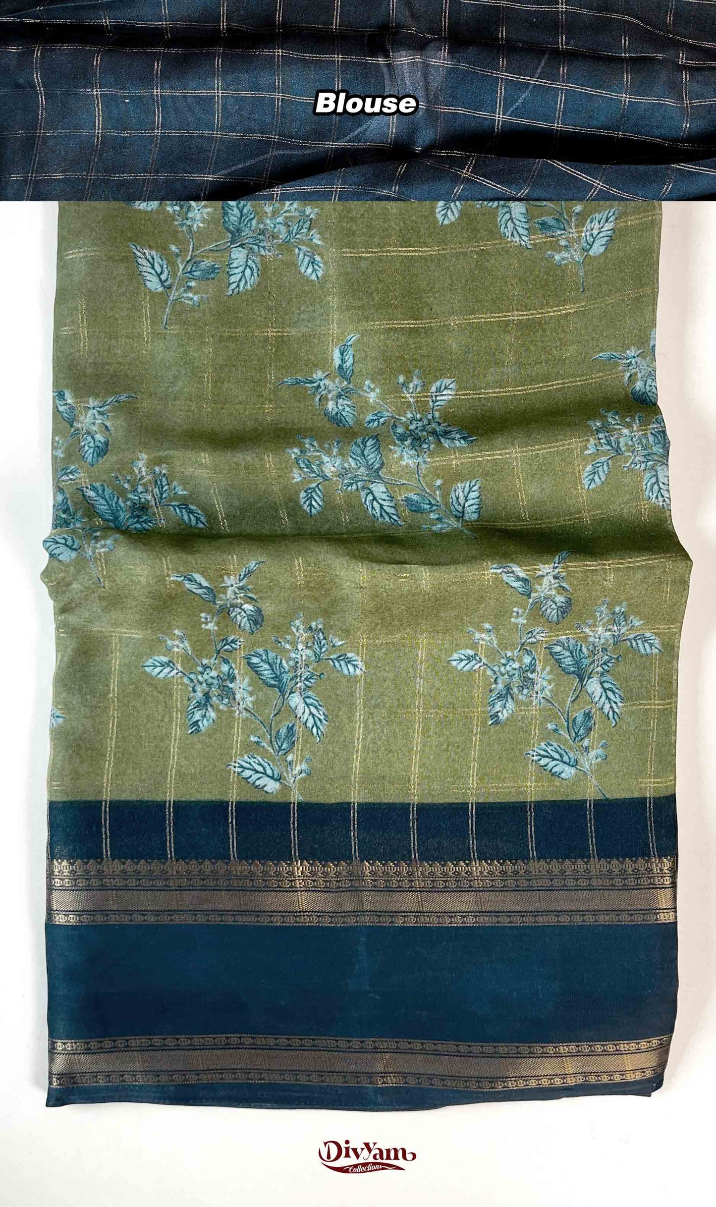 DC187 | Fancy Soft Georgette Saree with All Over Zari Checks & Contrast Border | Flowing Drapes Collection