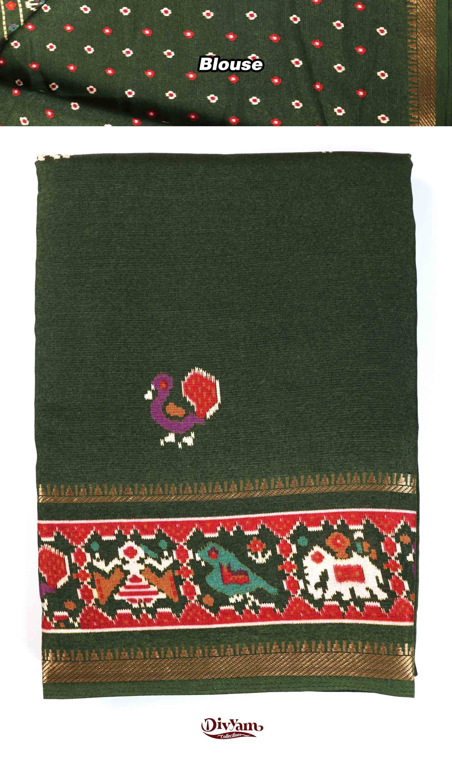 DC238 | Soft Silk Saree with Patola Design & Zari Temple Gap Border