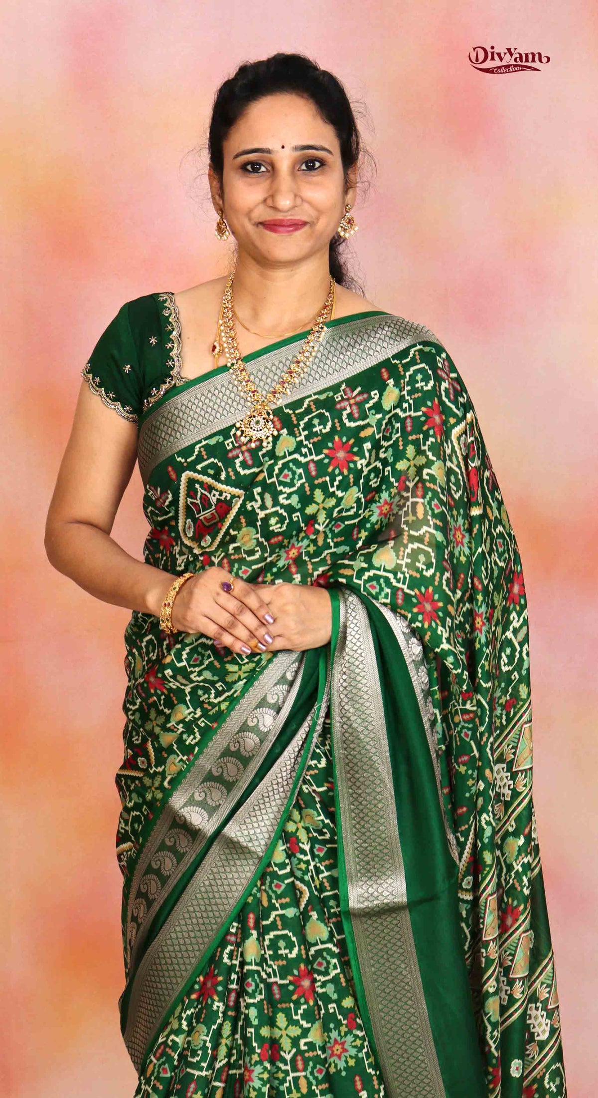 DC324 | Fancy Patola Design Saree with Contrast Gap Border