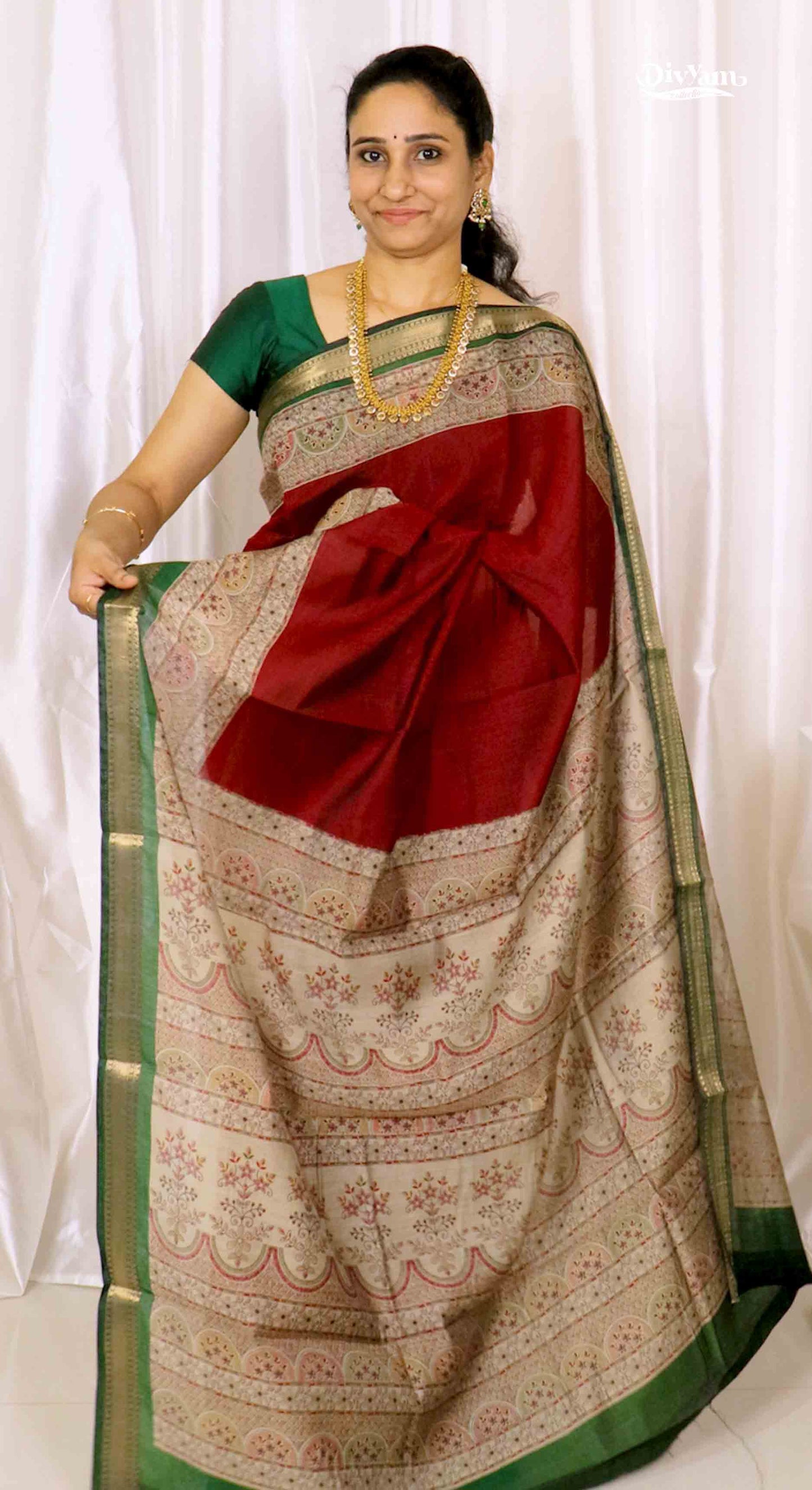 DC169 | Maheshwari Cotton Saree with Designer Border & Pallu | Contrast Blouse