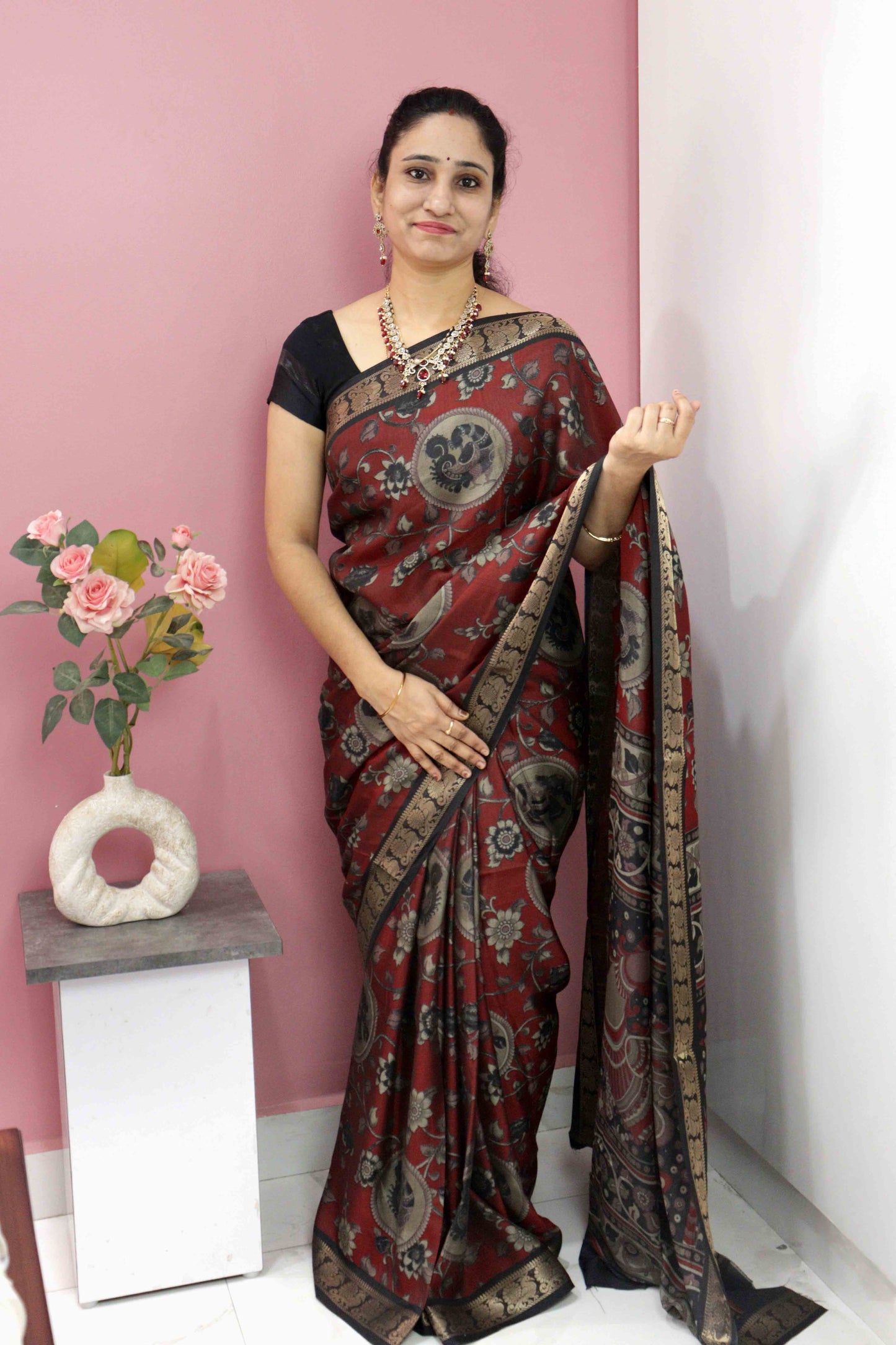 DC025 | Maheshwari Silk Saree with Narayana Pattu Border – 6 Beautifull Colours