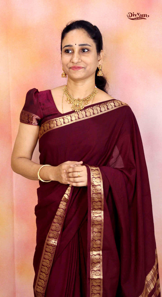 DC194 | Mysore Crepe Silk Saree with Rich Jari Border & Woven Pallu