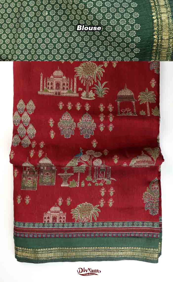 DC323 | Mangalagiri Silk Saree with Crushed Texture & Kalamkari Design
