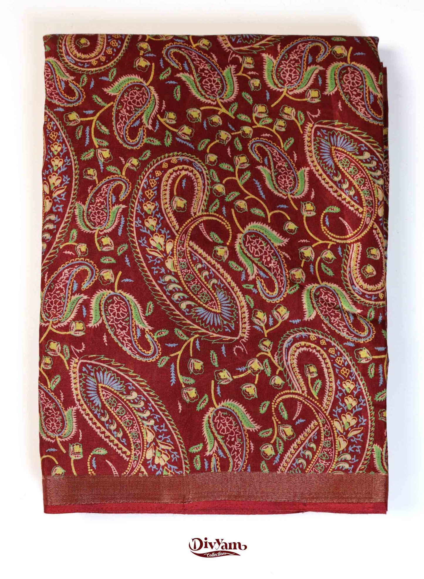 DC184 | Budget Cotton Blend Tassel Silk Saree with Kashmiri Style Print & Plain Blouse | ₹687 Collection