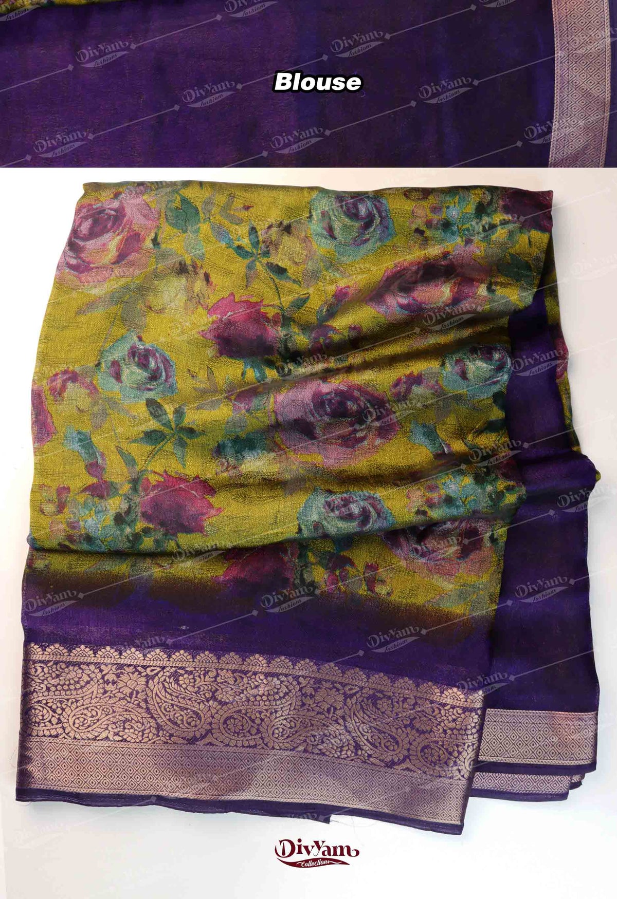 DC292 | Soft Moss Georgette Silk Saree with Self Floral Design & Jacquard Border