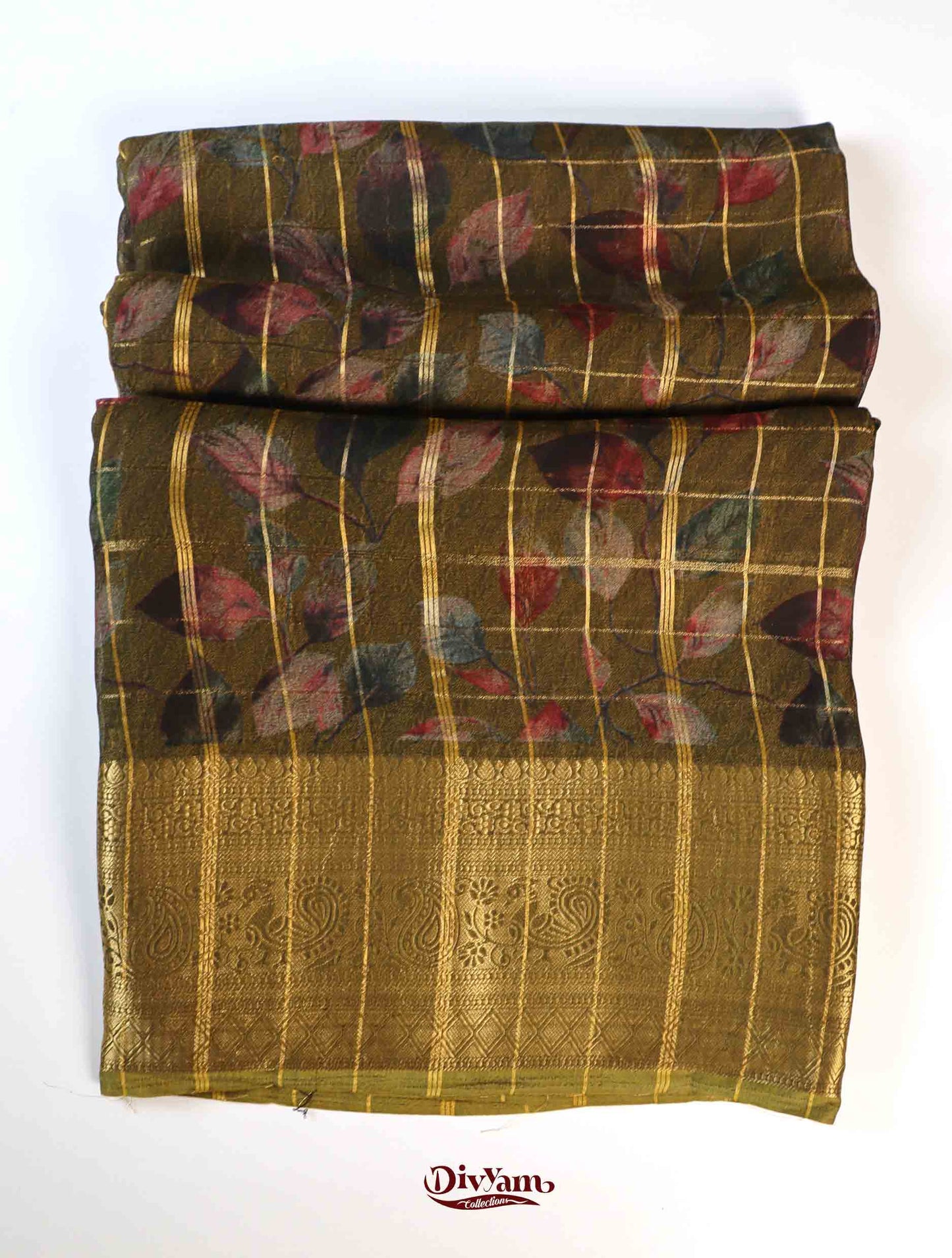 DC245 | Premium Viscose Georgette Saree with Zari Checks & Grand Border