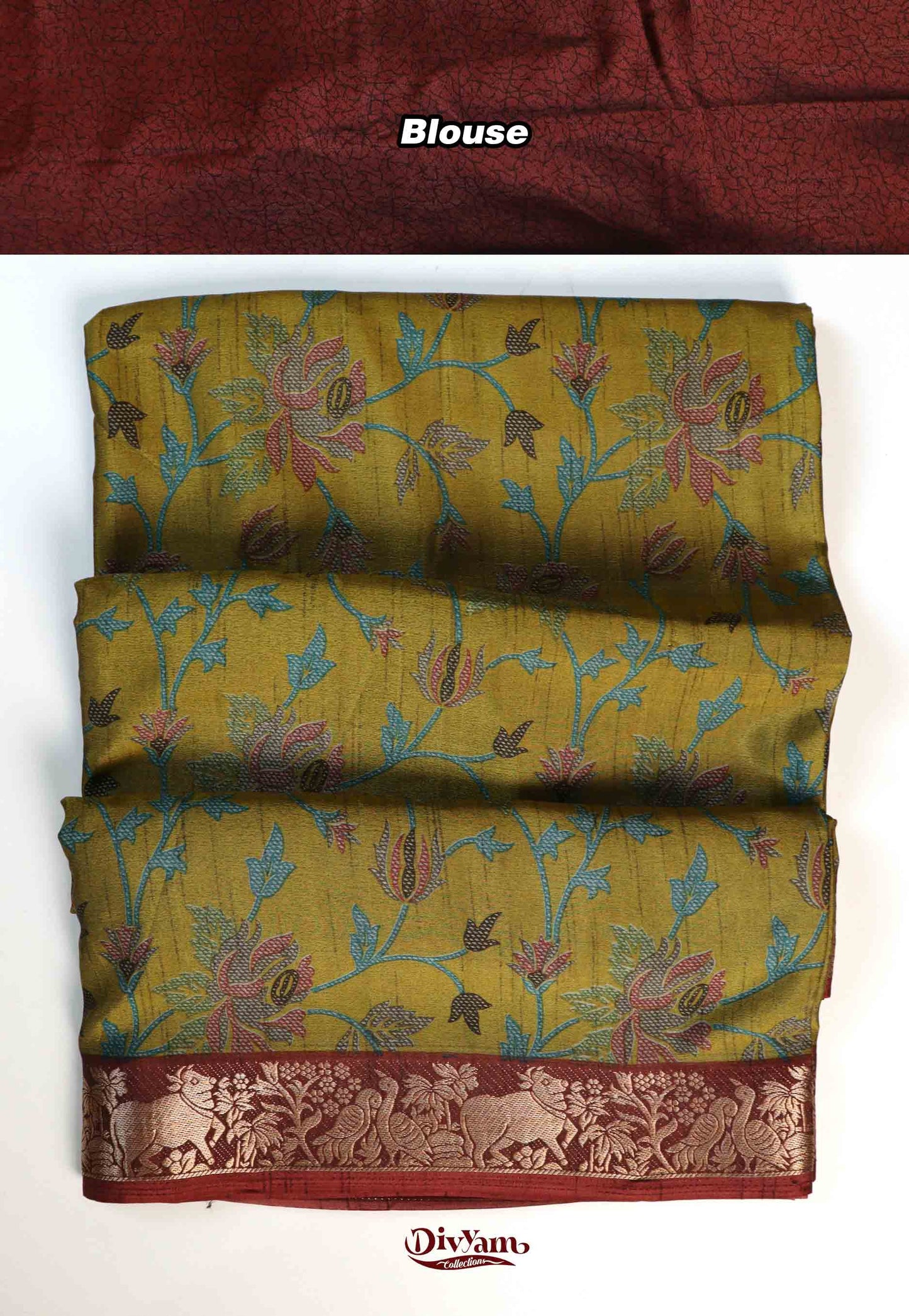 DC196 | Maheshwari Silk Floral Print Saree with Pichwai Jari Border