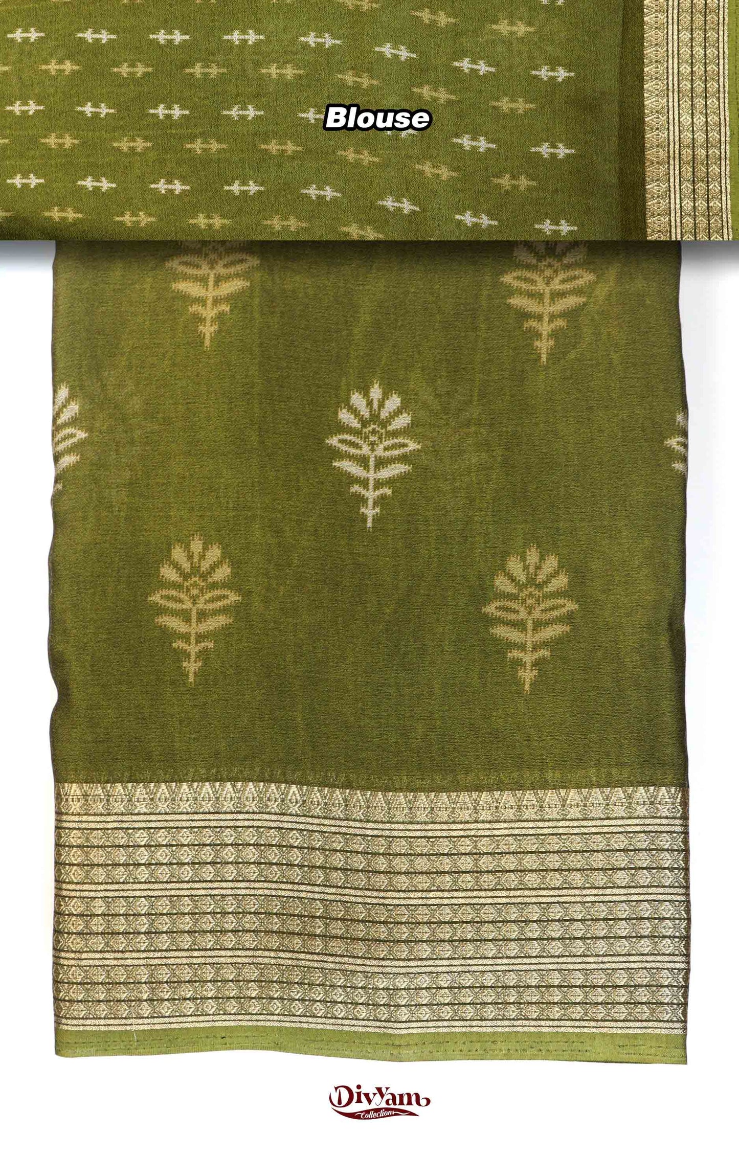 DC257 | Chinnon Crepe Saree with Floral Buttis & Jacquard Zari Border