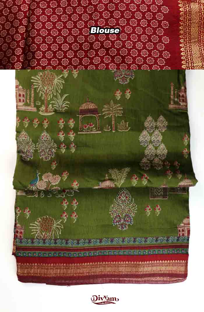 DC323 | Mangalagiri Silk Saree with Crushed Texture & Kalamkari Design