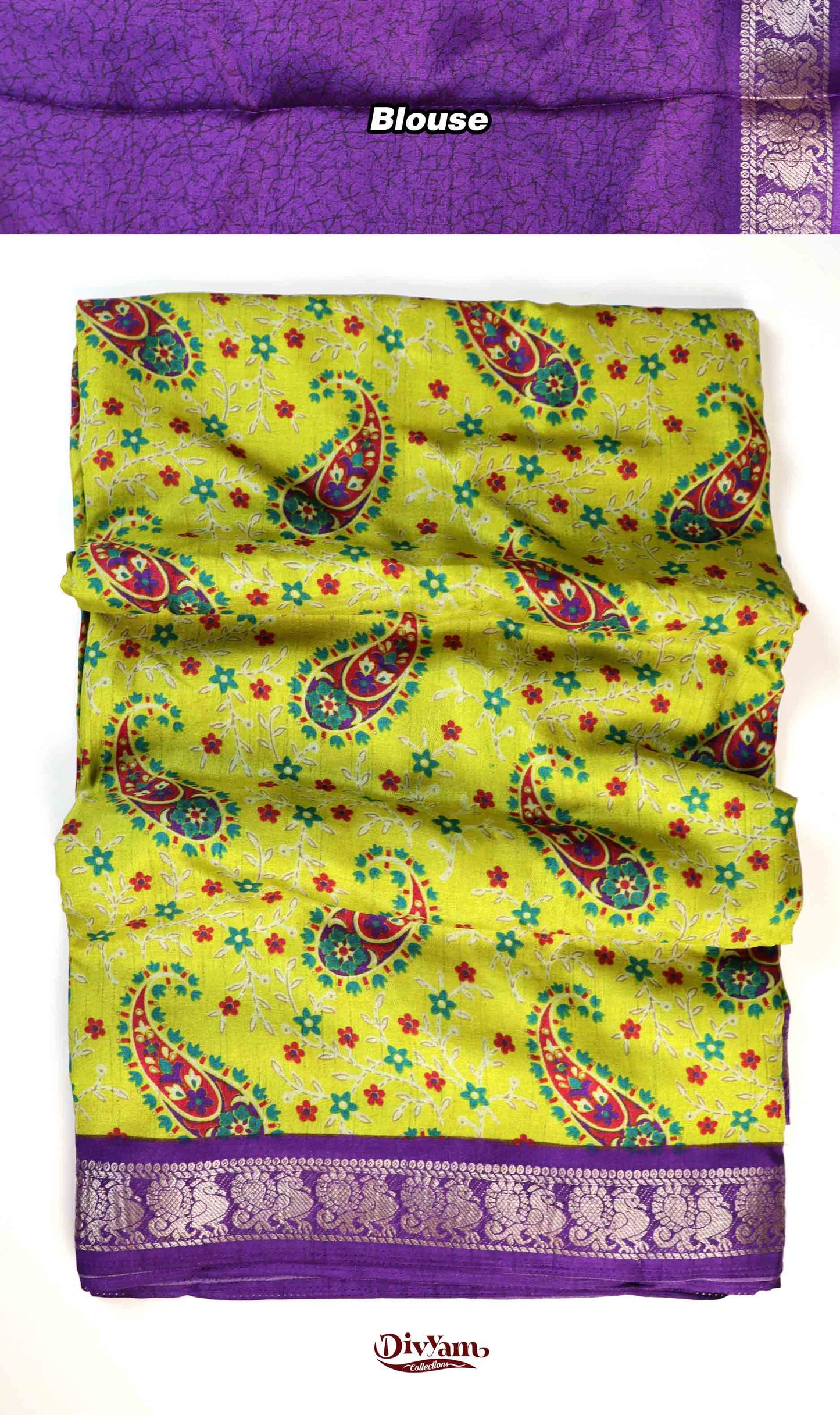DC216 | Mango Design Saree with Narayanpet Border & Contrast Blouse
