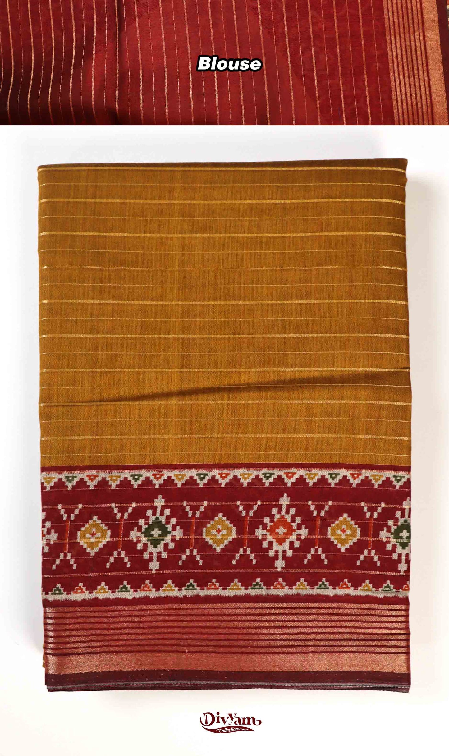 DC228 | Mangalagiri Silk Saree with Zari Lines & Ikat Patola Border