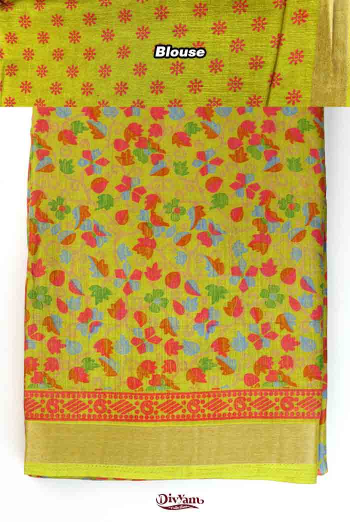 DC317 | Soft Fancy Silk Saree with Floral Design & Running Blouse