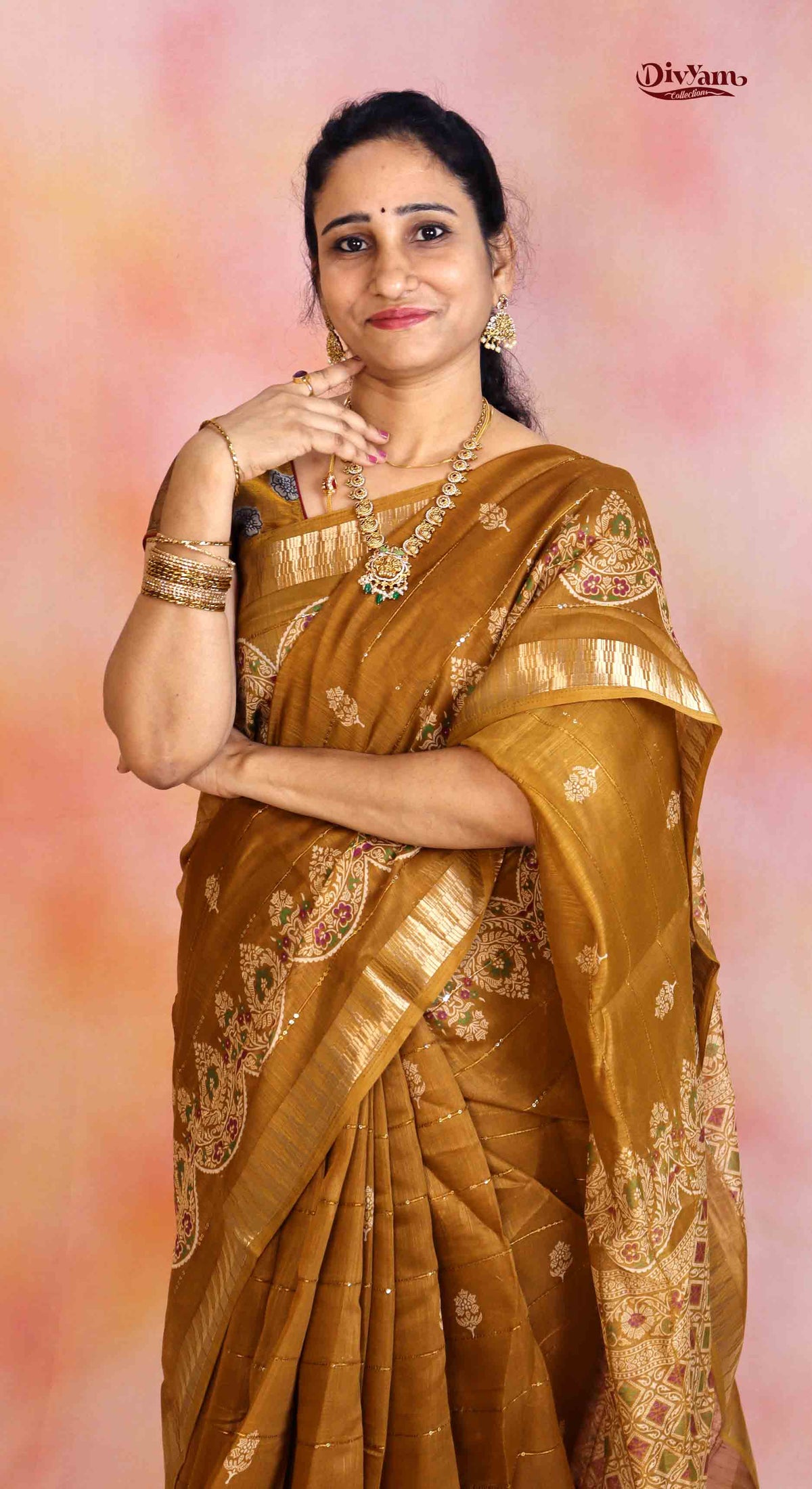 DC290 | Fancy Silk Saree with All-Over Sequin Embroidery & Running Blouse