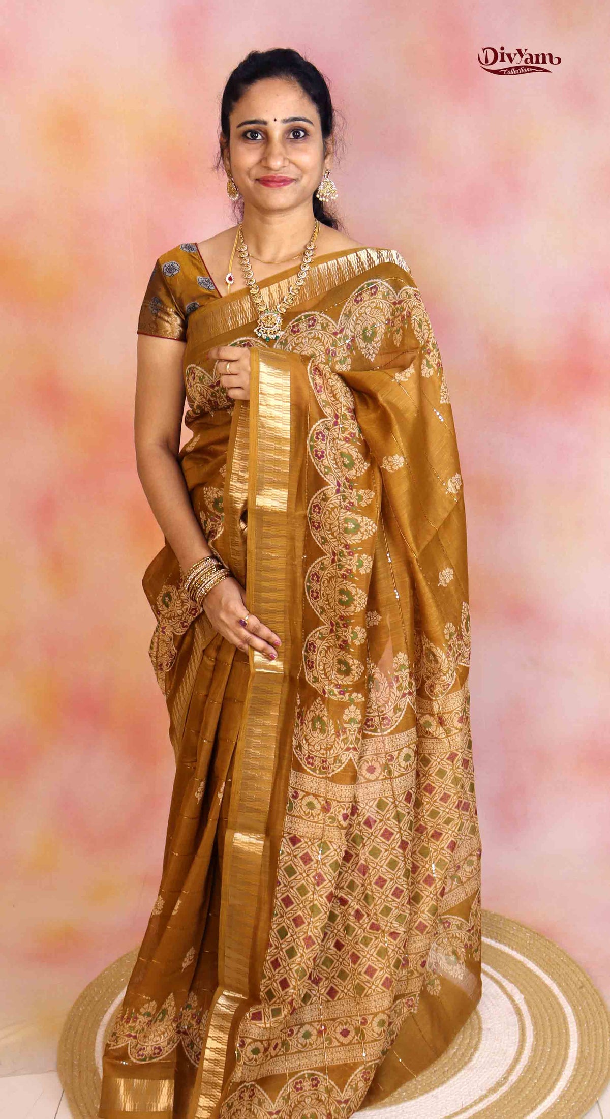 DC290 | Fancy Silk Saree with All-Over Sequin Embroidery & Running Blouse