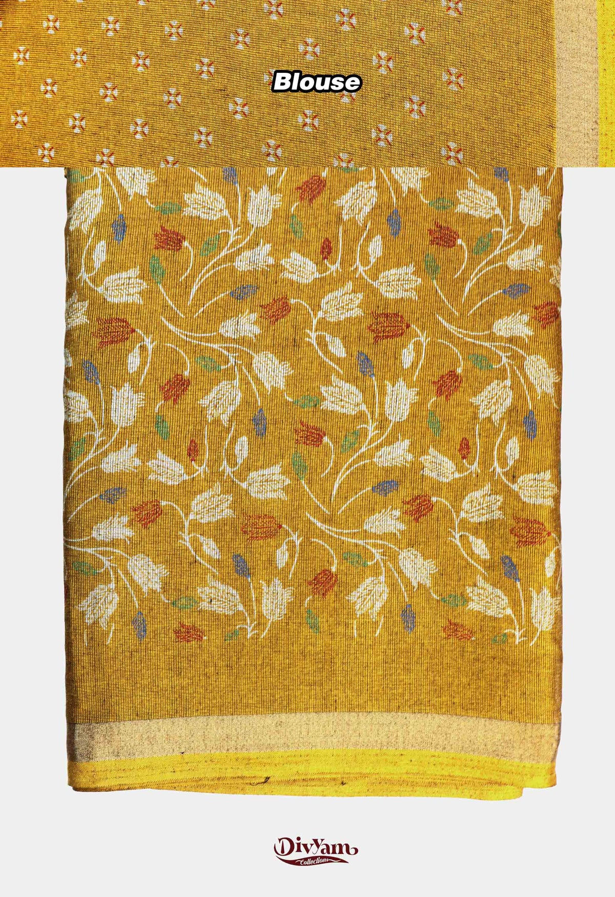 DC288 | Mashru Silk Saree with Floral Pattern & Delicate Jari Piping