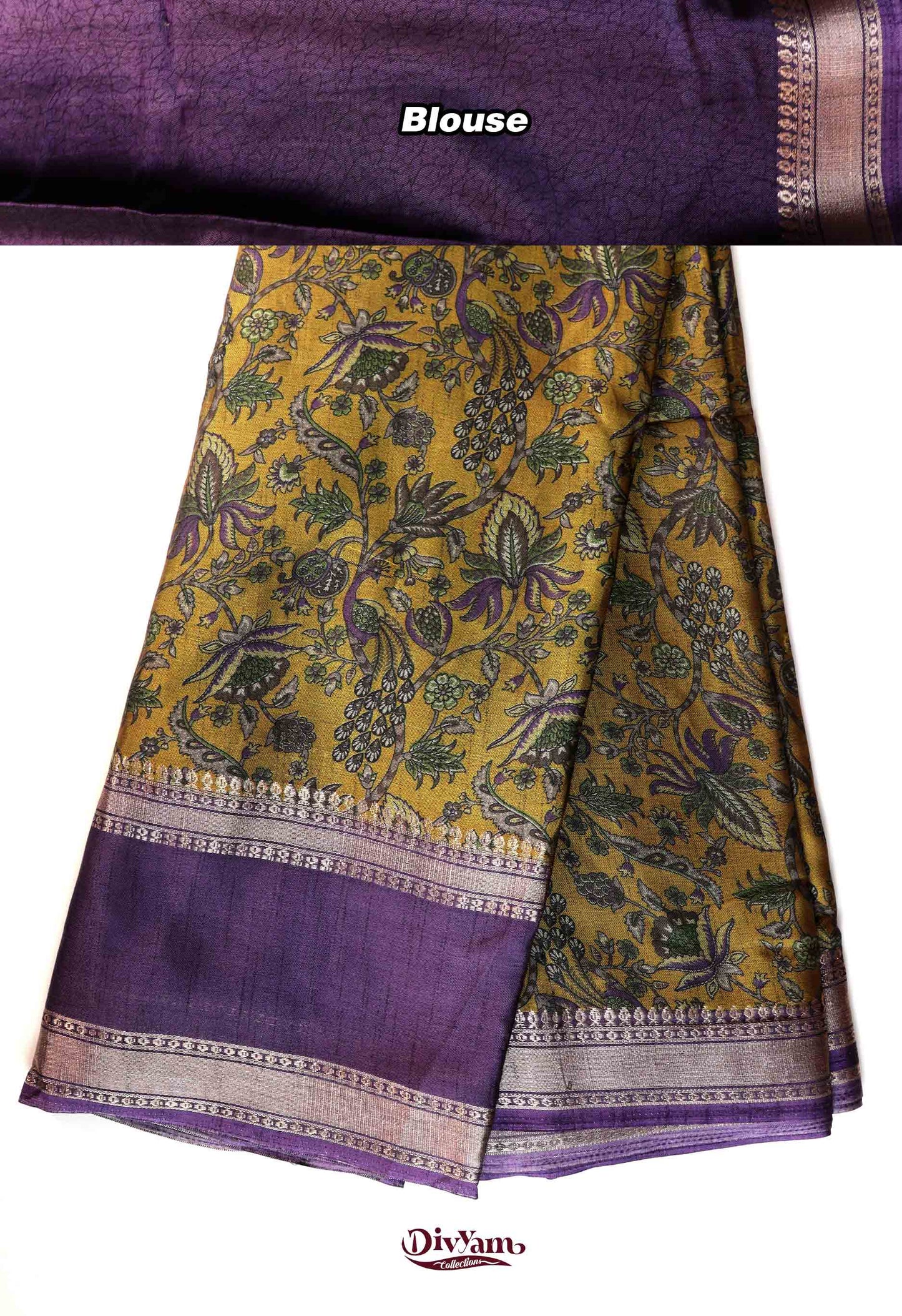 DC266 | Maheshwari Silk Saree with Kalamkari Design & Gap Border