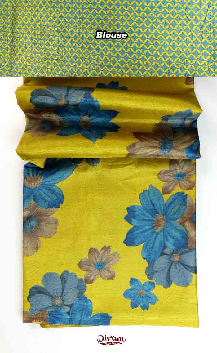 DC318 | Semi Tussar Crepe Saree with Floral Design with Running Blouse