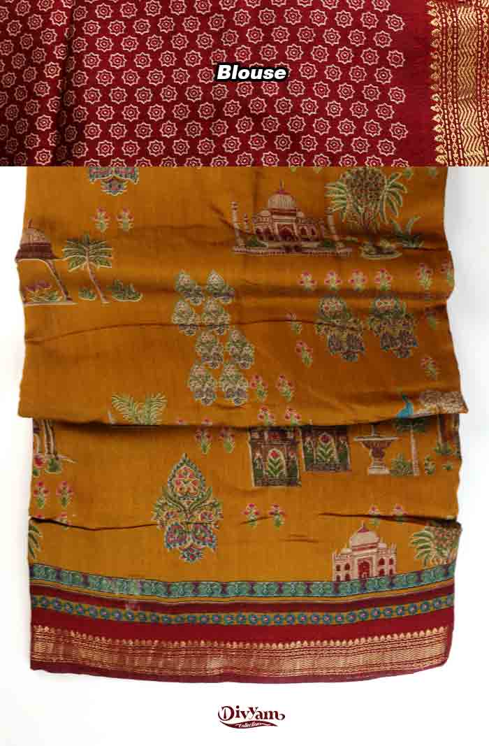 DC323 | Mangalagiri Silk Saree with Crushed Texture & Kalamkari Design