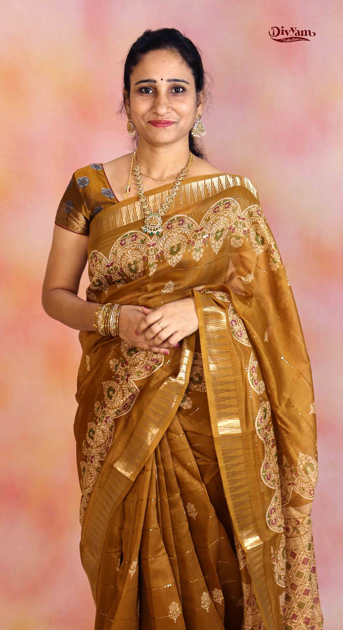 DC290 | Fancy Silk Saree with All-Over Sequin Embroidery & Running Blouse