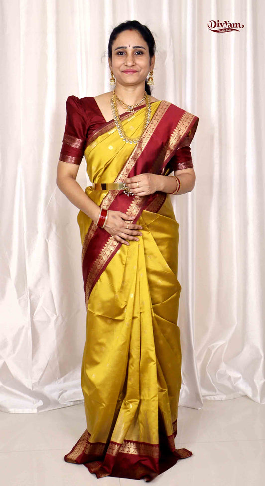 DC175 | Semi Kanchipattu Saree with Temple Ghadwal Style Border | Contrast Traditional Weave