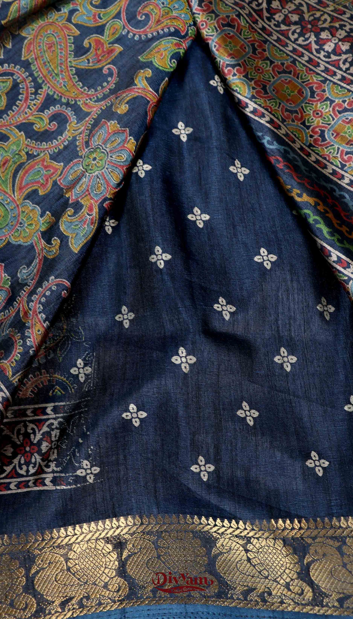 DC157 | Statement Saree in Maheshwari Silk | Mango Kalamkari Art with Narayanpet Zari Border