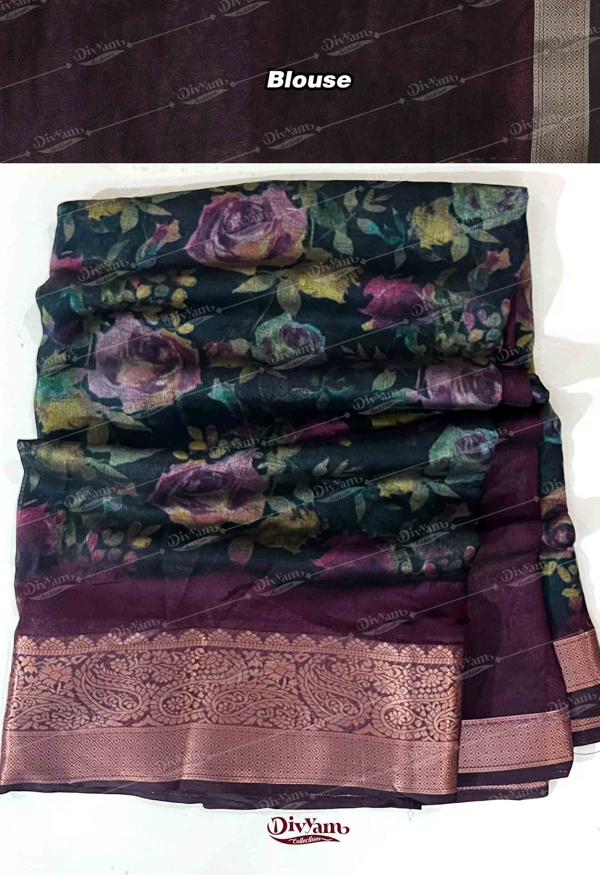 DC292 | Soft Moss Georgette Silk Saree with Self Floral Design & Jacquard Border